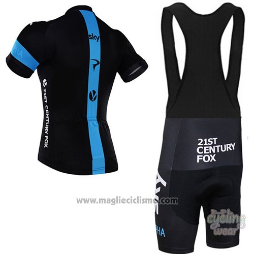 2016 Abbigliamento Ciclismo Sky Nero Manica Corta e Salopette